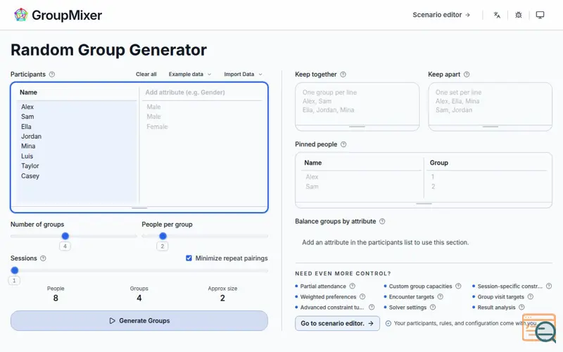 Screenshot of GroupMixer