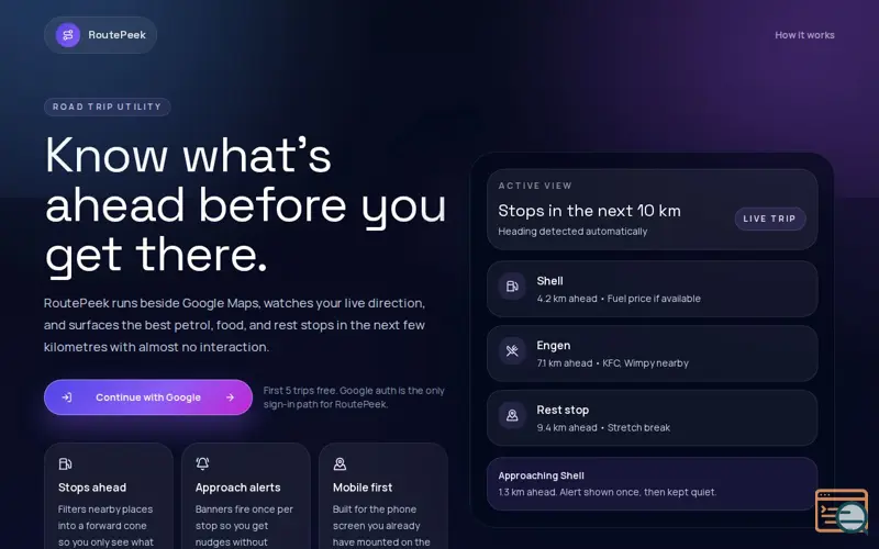 Screenshot of RoutePeek