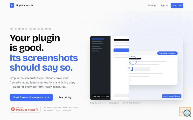 Screenshot of PluginLaunch AI