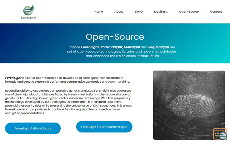 Screenshot of Biotronics AI Open-Source