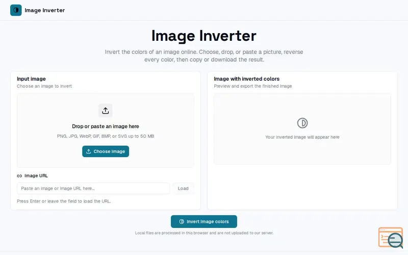 Screenshot of Image Inverter, a launch using Lit