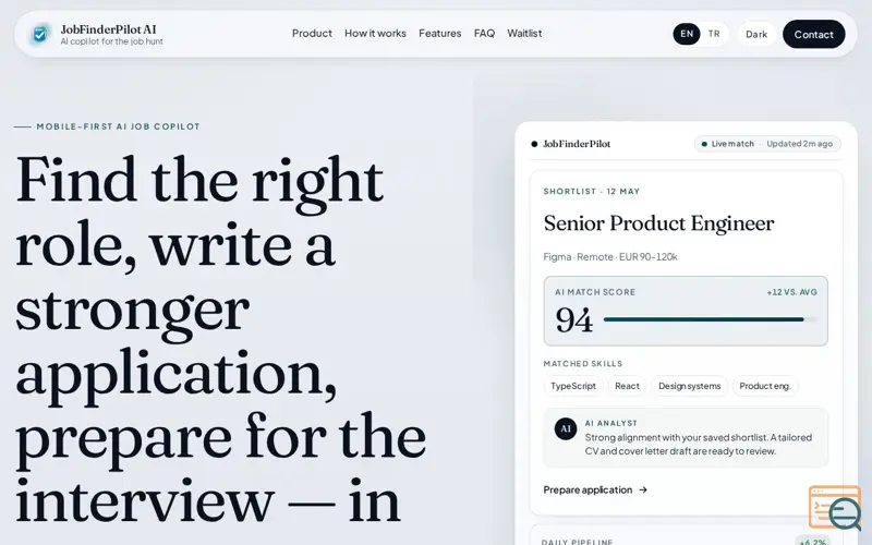 Screenshot of Job Finder Pilot AI