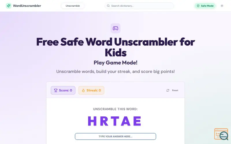 Screenshot of Safe Word Unscrambler