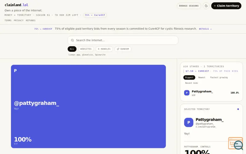 Screenshot of claimland.lol