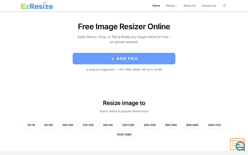 Screenshot of Free Image Resizer Online