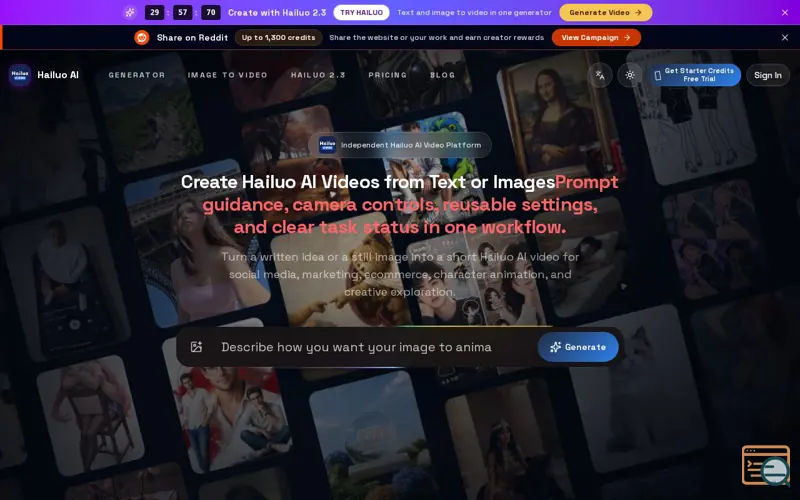 Screenshot of Hailuo AI, a launch using Appalist