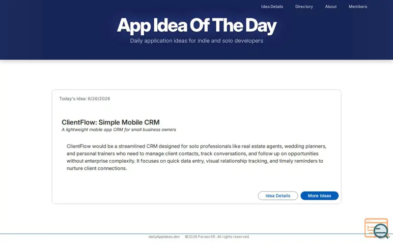 Screenshot of App Idea Of The Day
