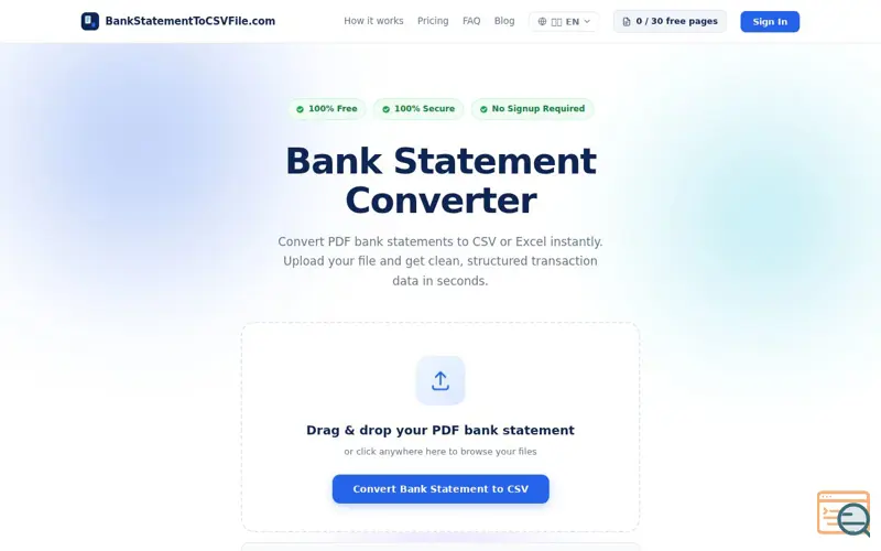 Screenshot of Bank Statement Converter