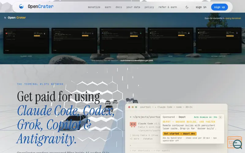 Screenshot of OpenCrater