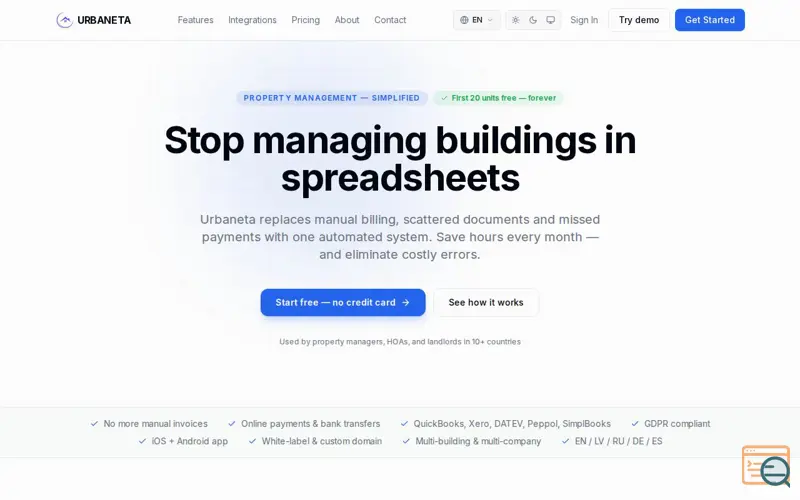 Screenshot of Urbaneta — Property Management Platform