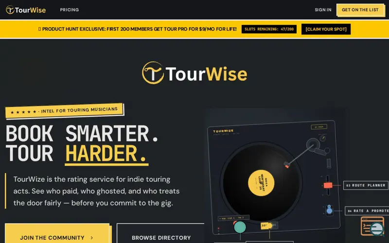 Screenshot of TourWize