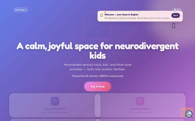 Screenshot of NeuroKids