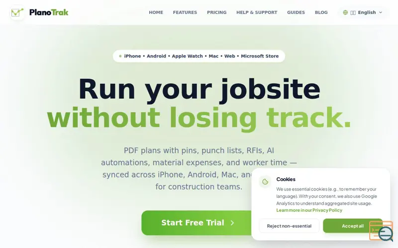 Screenshot of PlanoTrak
