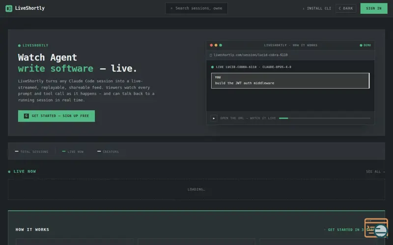 Screenshot of Liveshortly
