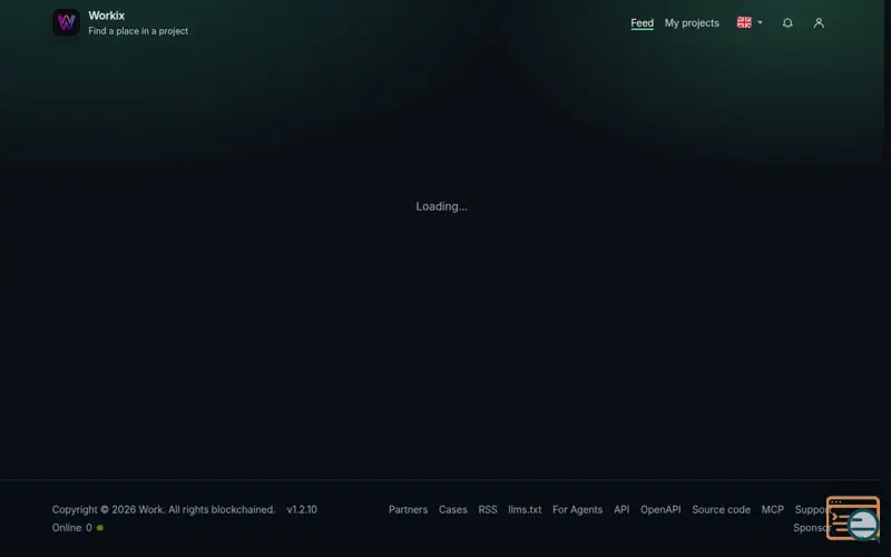 Screenshot of Workix, a launch using LottieFiles Player