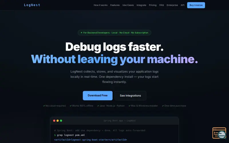 Screenshot of LogNest Local Log Analysis