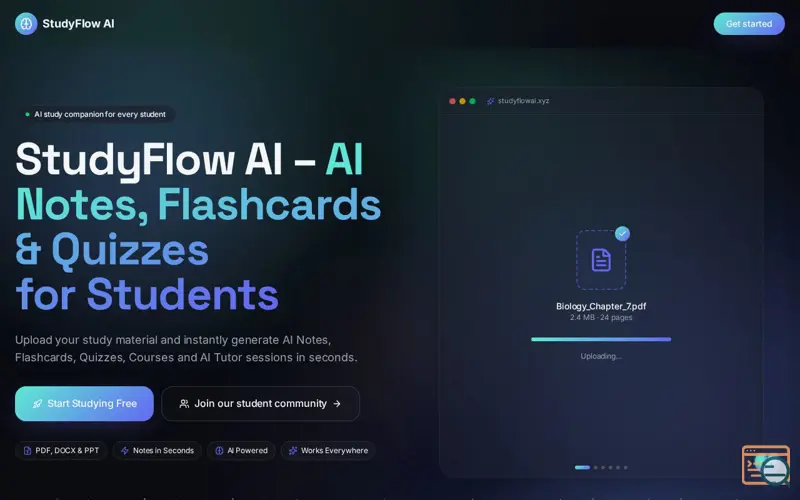 Screenshot of Study flow AI