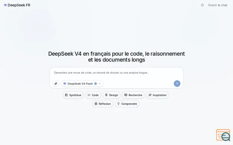 Screenshot of DeepSeek V4 en français