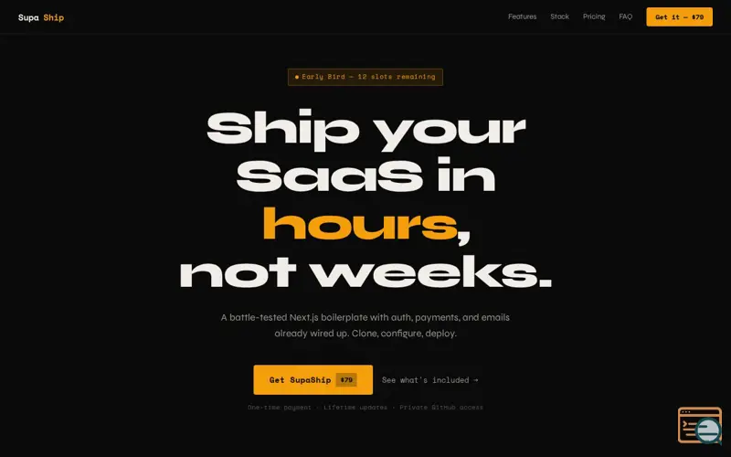 Screenshot of SupaShip — Next.js SaaS Boilerplate