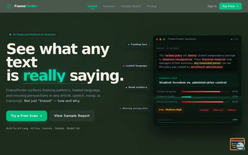 Screenshot of FrameFinder