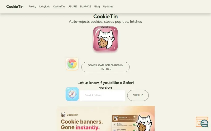Screenshot of CookieTin 