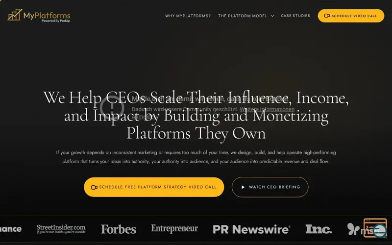 Screenshot of My Website, a launch using Entri