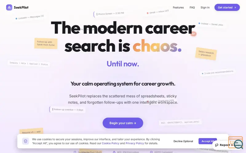 Screenshot of SeekPilot