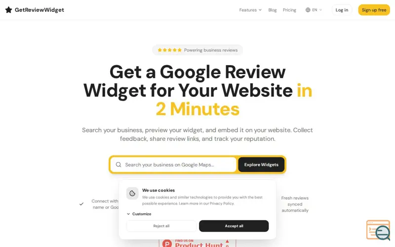 Screenshot of Get Review Widget