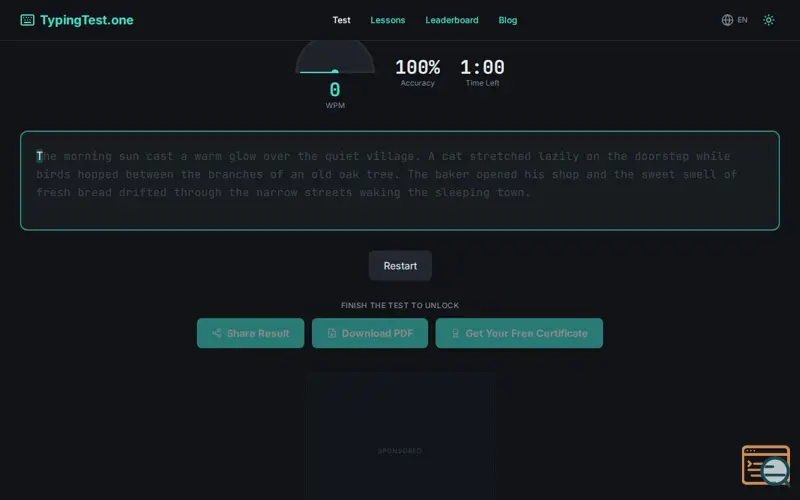 Screenshot of TypingTest.one