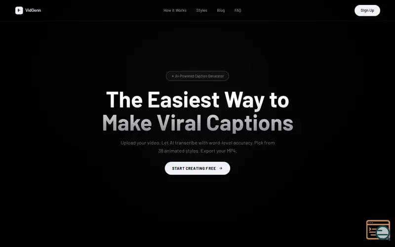 Screenshot of VidGenn · Captions