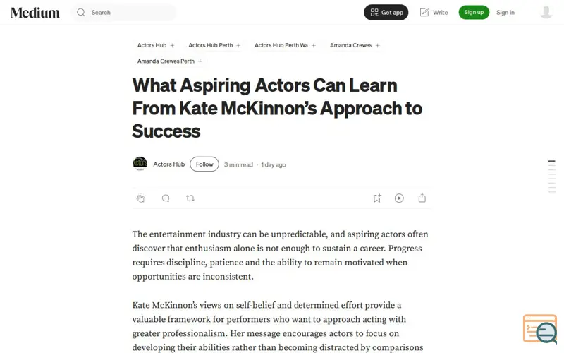 Screenshot of Actors Hub Developing Acting Skills