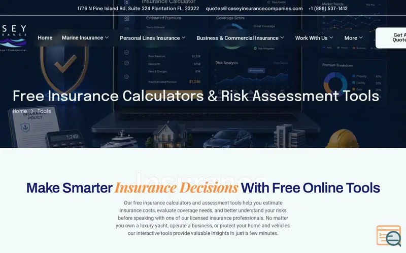 Screenshot of Casey Insurance Tools