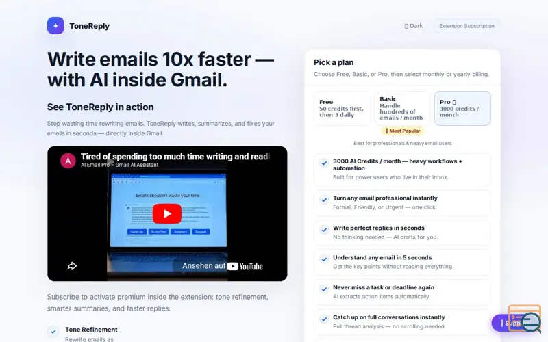Screenshot of ToneReply AI
