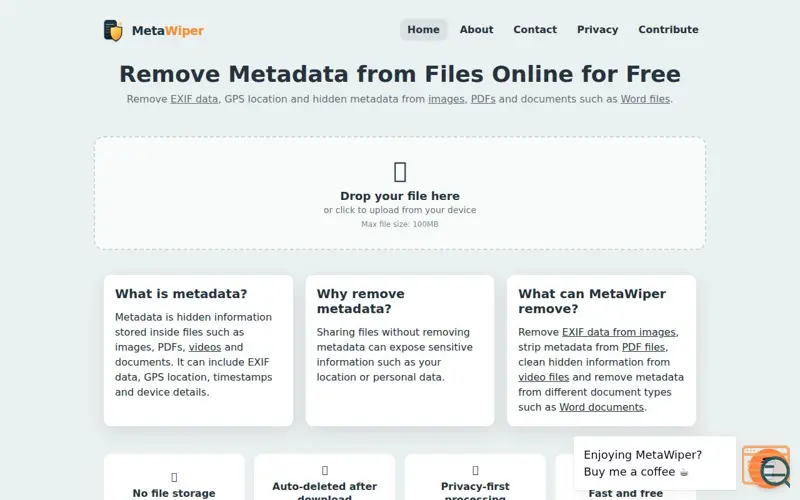 Screenshot of MetaWiper