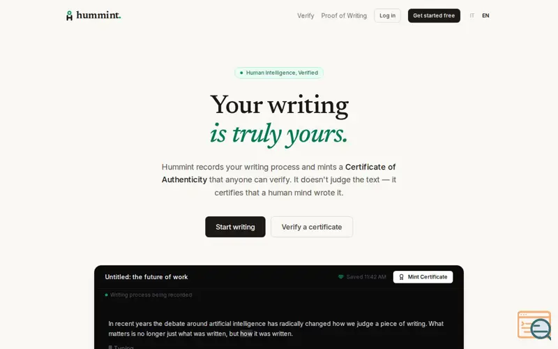 Screenshot of Hummint | Human intelligence, verified