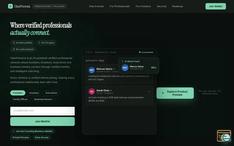 Screenshot of ClearPersona