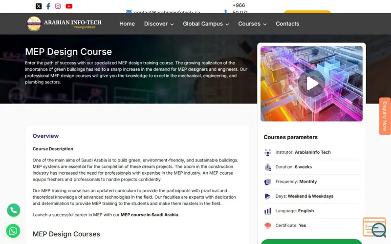 Screenshot of Mep Training Institute in Saudi Arabia
