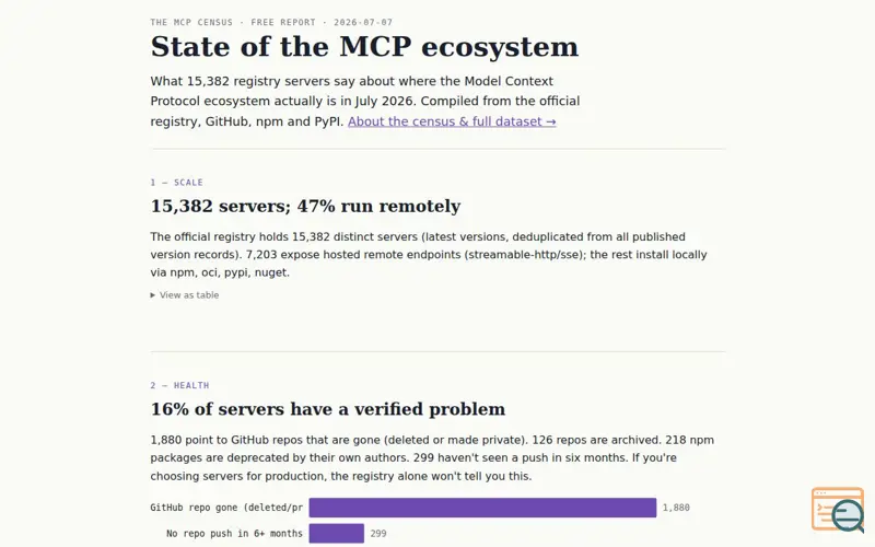 Screenshot of The MCP Census