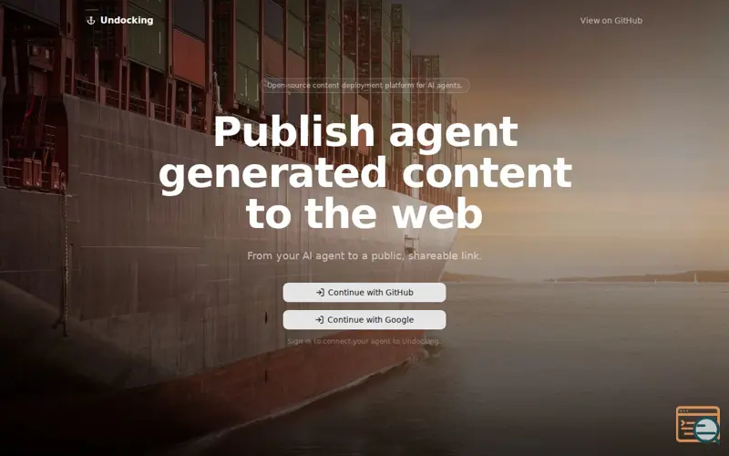 Screenshot of Undocking — deploy agent generated content to the web in one call