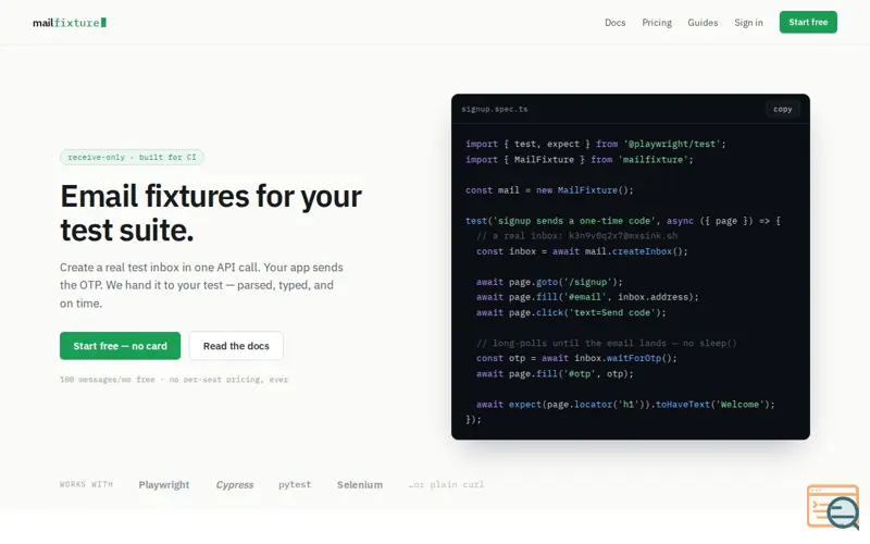 Screenshot of mailfixture