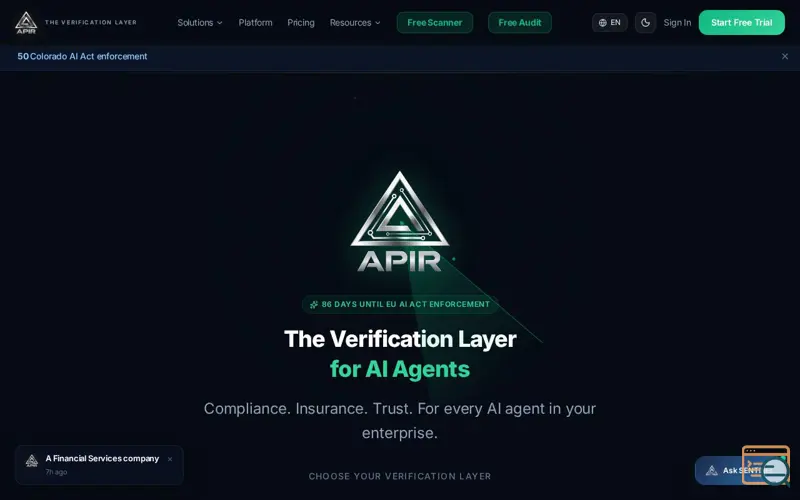 Screenshot of APIR - The Verification Layer