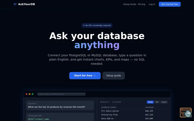 Screenshot of AskYourDB