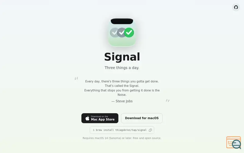 Screenshot of Signal: Three things a day