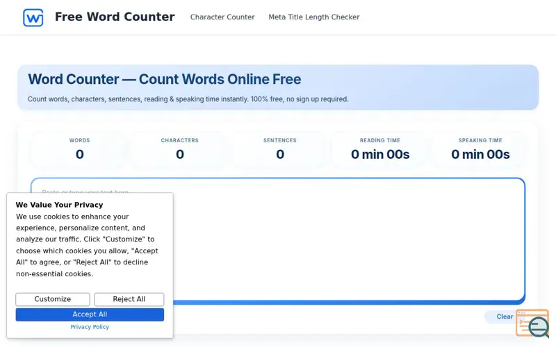 Screenshot of Free Word Counter