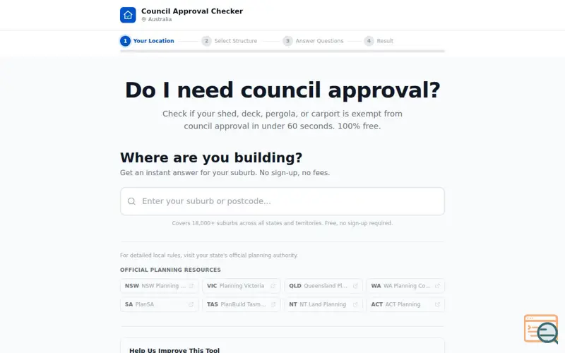 Screenshot of Council Approval Checker, a launch using Nameserver.net.au DNS