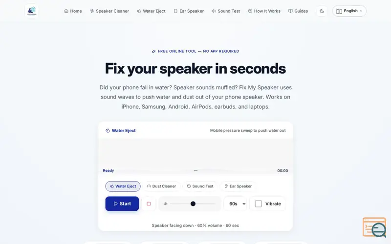 Screenshot of Fix My Speaker Tools
