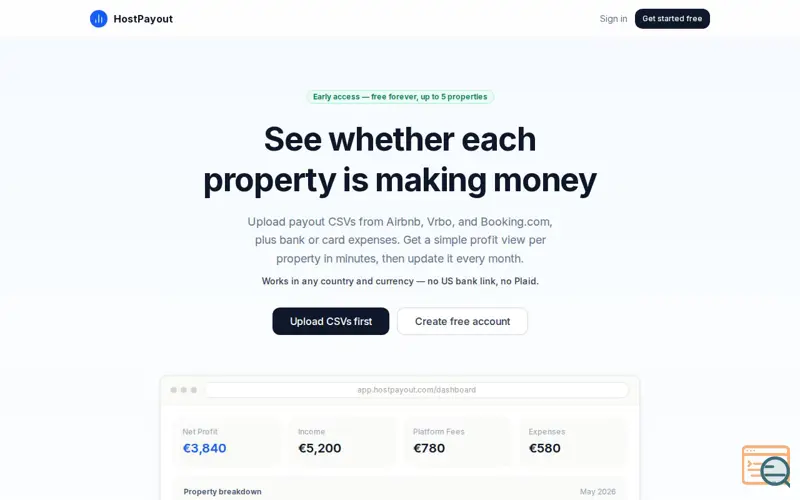 Screenshot of HostPayout