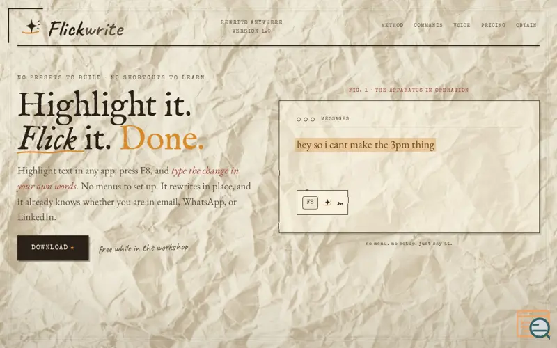 Screenshot of Highlight it. Flick it. Done.