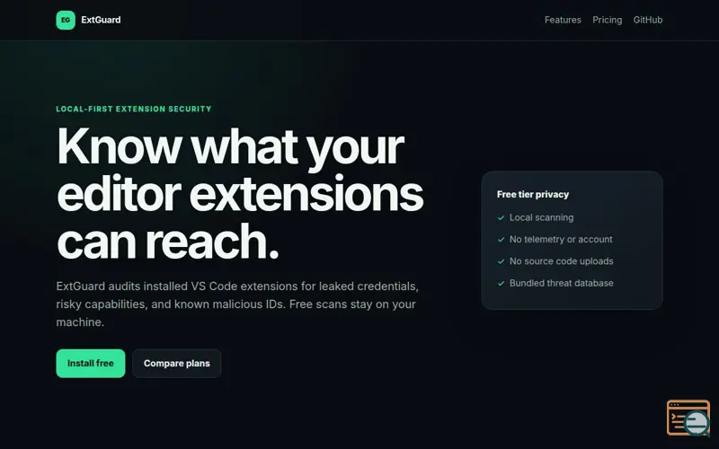 Screenshot of ExtGuard
