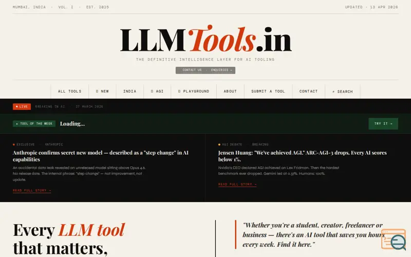 Screenshot of LLMTools.in